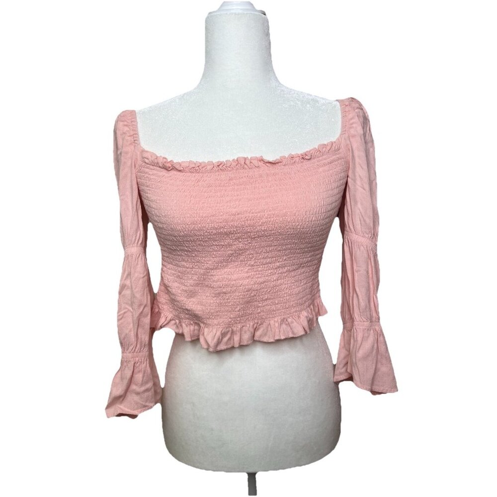 GB Gianni Bini Pink Smocked Girl's Top Sz M Chest: 24.5 inches PreTeen Kid Core